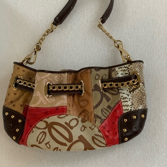 Bebe purse 👛 used  color: gold, brown, tan & red - Picture 2 of 3